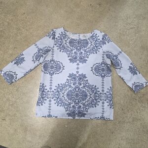 Paraphrase Cropped Sleeve Blouse Blue Womens Medium